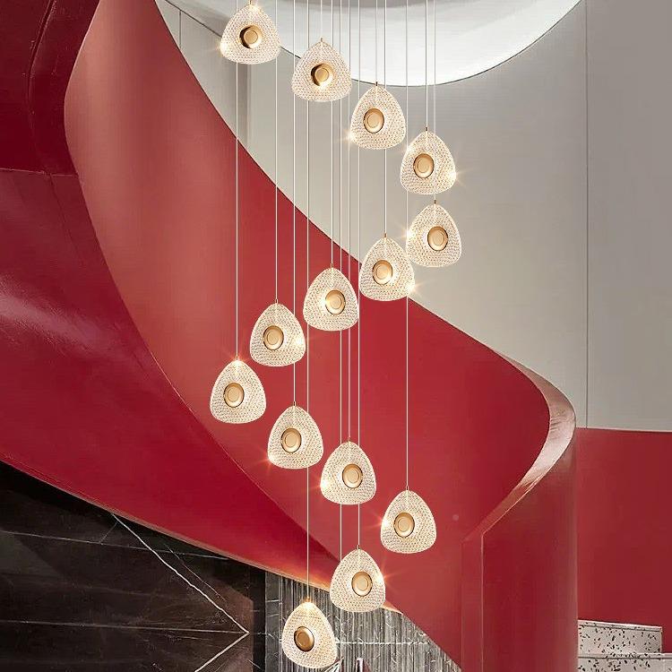 年旋转499梯吊灯长吊灯022楼新款轻奢复式楼别墅现代创2意客厅大