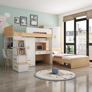 衣柜上下床双层位高低床儿童无多能组合功书桌一体交错床式子错母