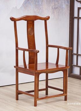 中式木子三件古套圈JUX椅主人椅实椅太师椅官帽椅仿椅子靠背实木