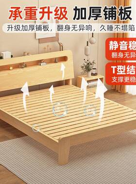 经济型实木床1.米现代ZNA简约8双人床床1.5家1.用2m出租房用单人