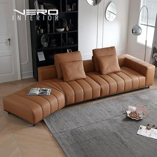意式 小沙户型AQA钢琴键异形转角沙客休闲发 极发简皮艺沙发厅新款