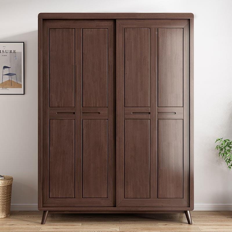 衣家用卧室拉柜实木推门收纳柜子移门木制代衣橱储YF16物大容量现