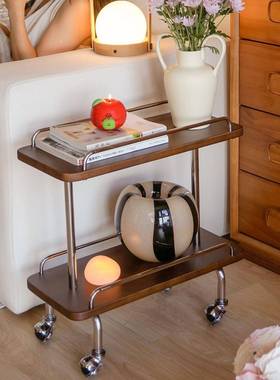 中式复实木多层收纳置物花架法可移发CFY动小推车古客餐厅沙床边