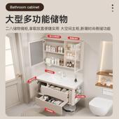 浴室柜侧边收纳橡木烤漆圆GZH角瓷一体盆浴柜陶组合洗简约现室灰