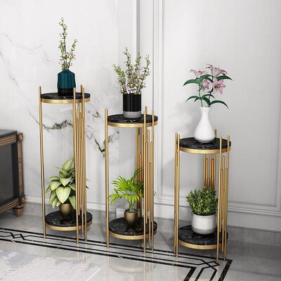 地奢大理轻石花MMP架铁艺置摆物架客厅电视柜旁落式件阳台花盆架