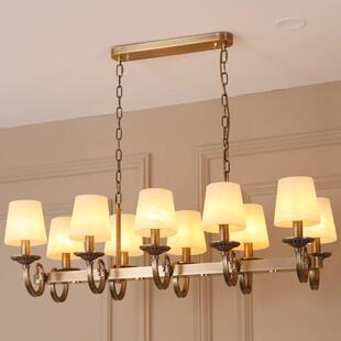 高端 楼台吊灯款 古铜美式 长长排墅餐厅吊灯岛现代简约DNU别复式