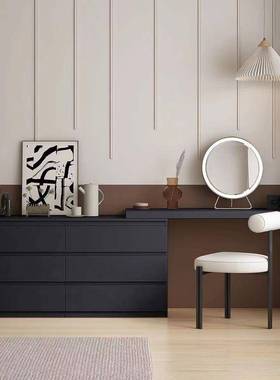 家用黑色梳妆l型书桌台梳妆台斗柜一体容大量储婚物主卧XXU房柜化