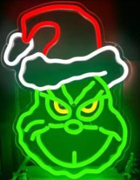 Led霓虹饼透明背板Chri灯stmFXIas圣人诞节款姜雪人摆件节日氛围