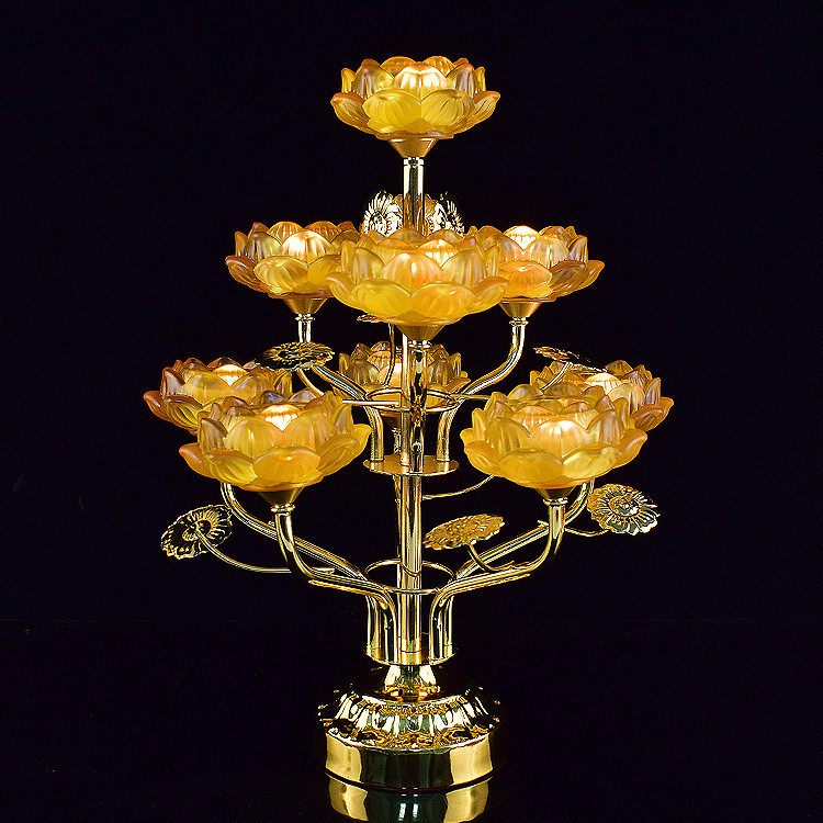 供佛琉璃莲花灯烛台酥油灯佛前灯架七星灯佛供灯供佛灯长明灯九品