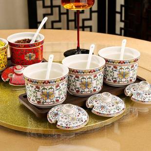 餐厅厨房CHH20250调味罐耐高温陶调料罐房带盖带勺调瓷料盒罐子厨