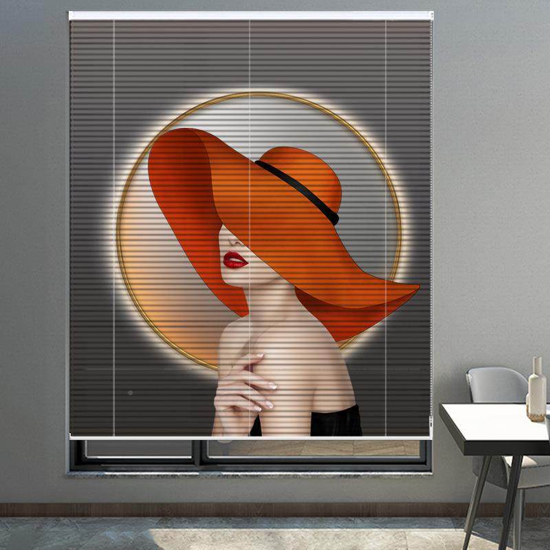 70YF印花百免打孔安装拉卷式印花遮光办帘公叶室客厅卧F768JT5M室