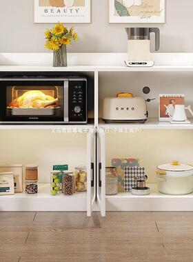 小户PXQ欧实木餐边柜子置物架落地多层型烤箱微波炉玻璃门架式门