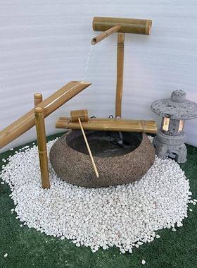 卵庭院造景麦太保布置植鹅石鱼绿水缸日式石钵景景观室内外石盆惊