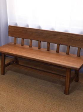 老榆木实木方长形靠背椅户全椅套餐庭椅外长椅庭院桌KYP椅沙发长