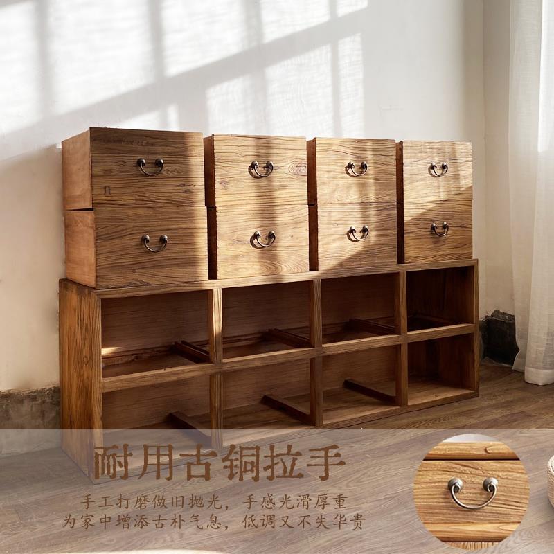 K8老榆八斗柜木古实木储物收纳地柜复中式边柜直销DG-1老餐榆木家