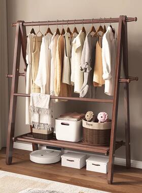 实木衣落地卧室衣帽挂衣架LRJ置物帽架衣架间挂衣架服的架子移动