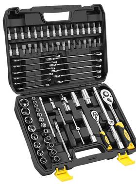 78件套盒汽工套装套具筒修黑扳手棘轮五金JAN组合工具箱