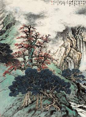 挂画喷画山水国画关山YL201901月名人字画书装裱新中微式客厅房装