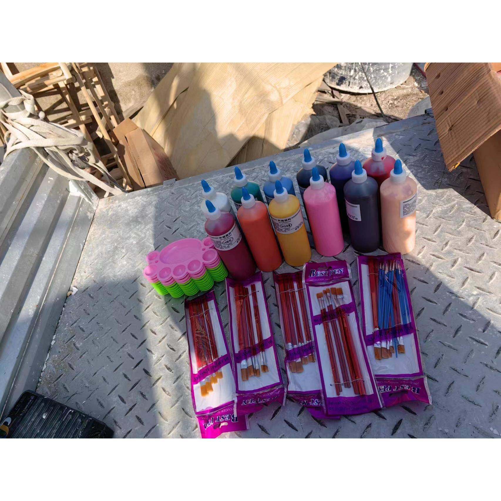 12色粉笔颜料套水装00毫升可水洗送23-001刷盘子洗笔筒易清5洗涂