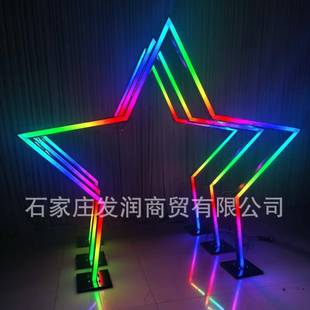 网红LED炫彩隧道式五角支金拱门婚派FOR礼对迎宾装饰有线属架