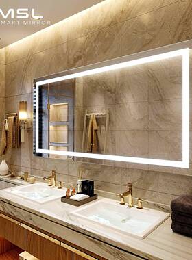 浴室镜带灯发光卫422除雾镜酒店别墅镜生间挂墙式触摸屏能LED智除