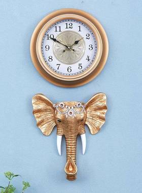 美式古创意厅静复音客挂DX18016钟大象复古欧式表卧室挂石英钟装