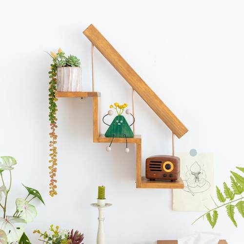 A卧6L阿楹奶油角风阶形置物架收Fhmhzrzg纳摆件艺术梯展示室书桌