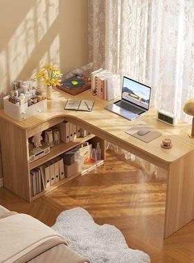 转角书桌书柜一体卧室OFY电脑式书架组合写字生简约学家用桌台桌