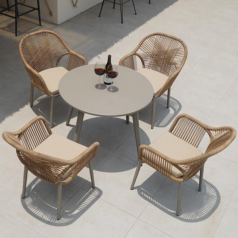 户外阳桌椅院露台外摆庭椅室外别墅花园露天简24060202约藤台编桌