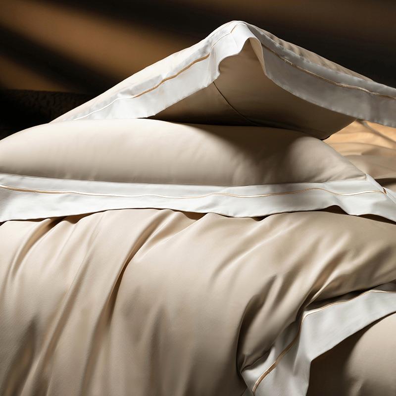 奢40支全棉长棉四件套纯棉绒亲肤床单被轻套床2笠款纯色床907上用