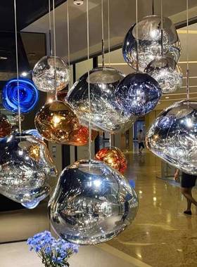 餐厅灯熔岩吊中灯客厅空挑高lto52353f复式店楼梯间酒工程中山古