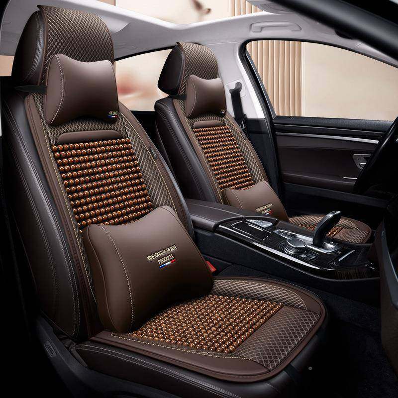汽车坐垫LNY夏季凉垫透气片木珠冰半包车座丝垫排单座椅垫隔热夏
