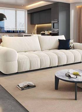 新款奶油风花瓣雪尼小尔泡芙布简沙OBK发客厅组合现代约直排大户