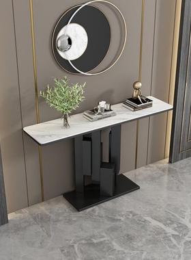 轻奢风岩板玄关桌靠窄墙边WDU桌子极窄走入户端景玄关柜过廊道条
