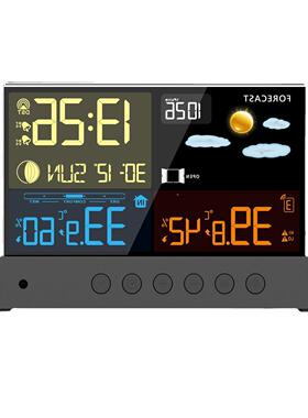 新品透明玻璃气预报钟F数显天彩屏电子闹zx3396C钟R无线多功能象