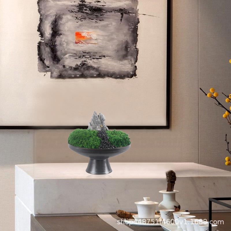 新中式绿植盆景27570摆件永饰生苔微景观售楼仿处真酒店苔藓山水