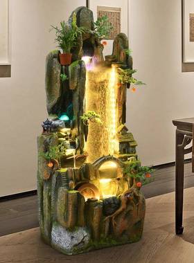 型假山喷泉水UCB景客厅办公室阳台加湿器高山摆水装饰落大地件造