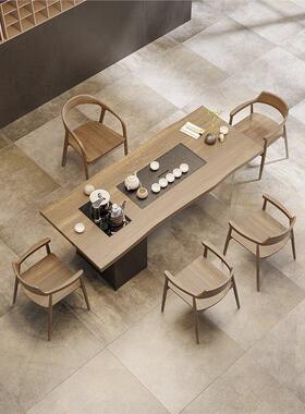 实木大板茶泡桌办家用RYL客厅茶桌烧水壶一体嵌公室入式新款茶桌