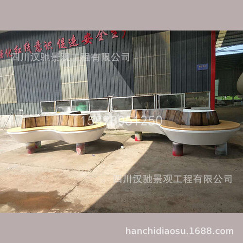 玻璃钢休闲座椅商场户外休息等候仿木纹漆坐凳商业美陈厂家定 制