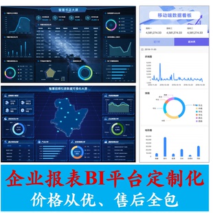 BI平台BI系统数据分析数据看板可视化大屏设计与定制开发