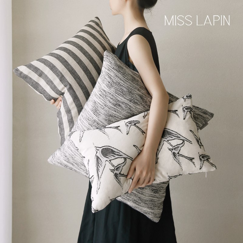 澜品*归燕*棉麻春夏抱枕 MISSLPIN客厅黑白靠包靠枕沙发腰枕靠垫