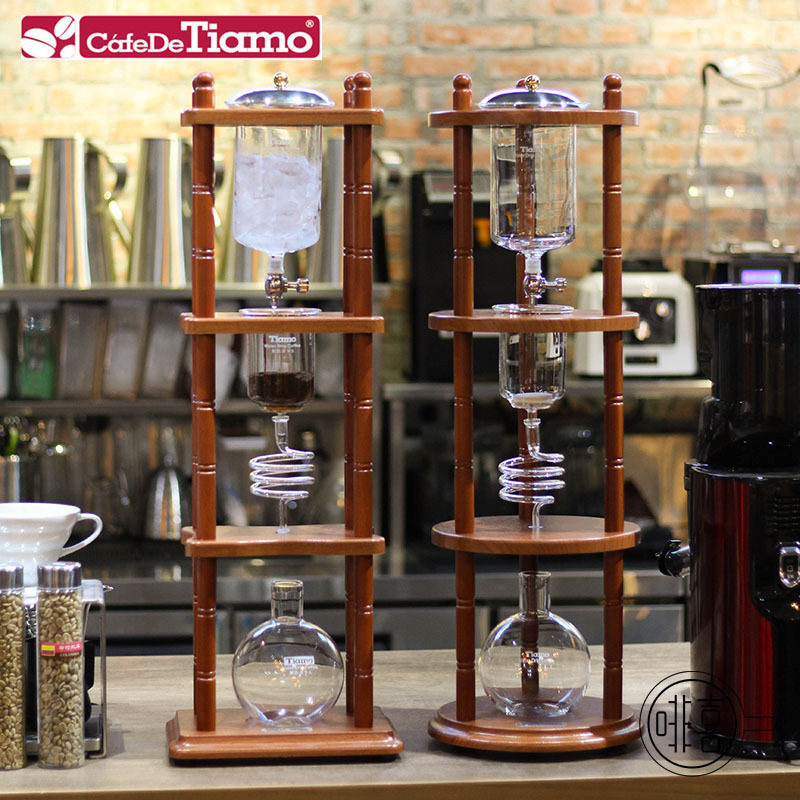 TIAMO冰滴咖啡壶商用家用5-8杯份冰萃咖啡冰酿咖啡壶冰萃茶原木架