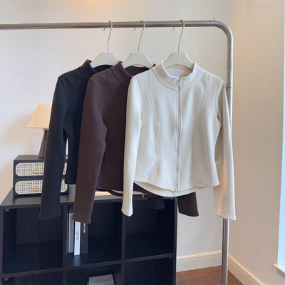 小蛮腰升级版~秋冬软糯保暖加绒拉链外套女立体百搭显瘦内搭上衣