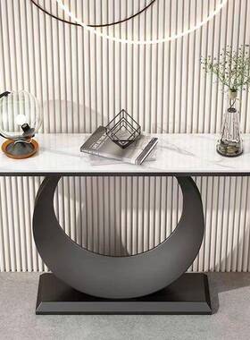 意式岩板玄关简桌端轻景入户柜现代约奢客厅台靠墙窄桌条案67其他