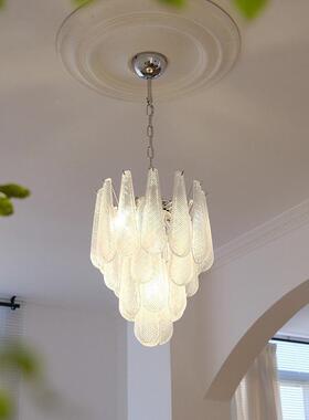 法式水滴14251瀑布轻奢全玻璃吊灯光护眼美谱式复古客厅餐厅室装