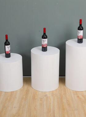 烤摆漆tj#u+yj#直播站展览会展台圆台形地台展示台圆柱件陈列促销