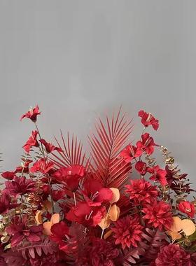 婚地排花仿装F967HTTT真花庆艺婚礼现场布置拍饰假花路引花交车仪