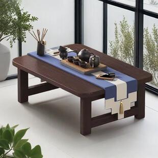 家用桌橡木炕桌胶家实用木榻榻小茶几飘窗桌床上米学习桌电542脑