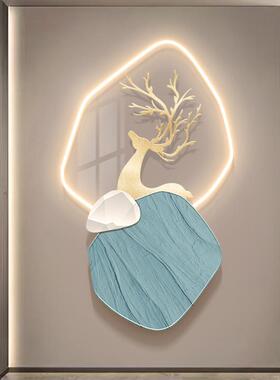 画现代轻奢玄门关装饰画高档走廊过道挂壁灯玄墙RKV画入户正幻对