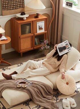落地CZM沙发麻薯沙发豆床拆小户型客厅折叠榻洗两用奶油腐块懒人